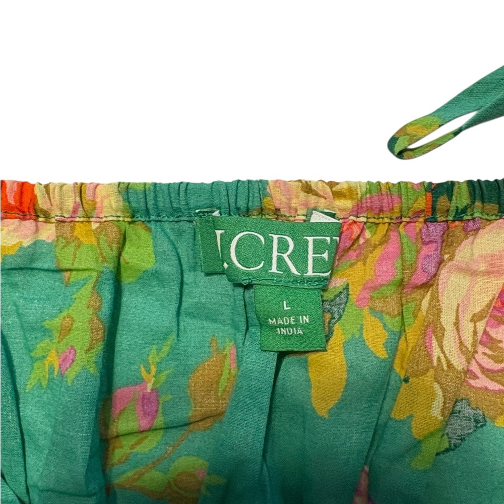 J. Crew Tie-Front Voile Camisole in Rose Garden Size Large Green Pink Summer - Picture 5 of 8